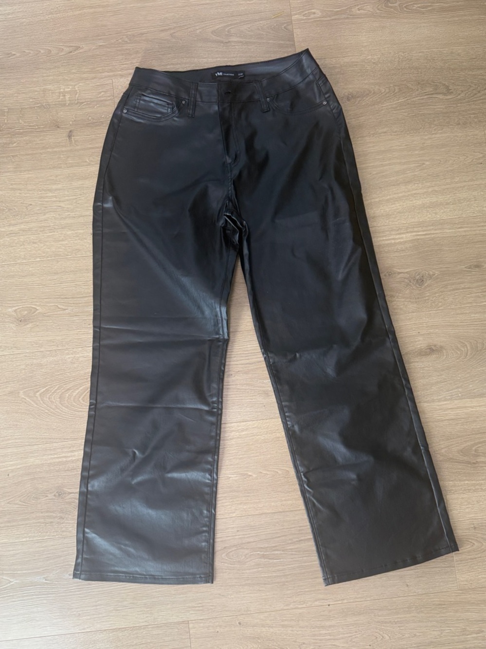 Women’s Black Faux Leather Straight-Leg Jeans YMI collections brand
